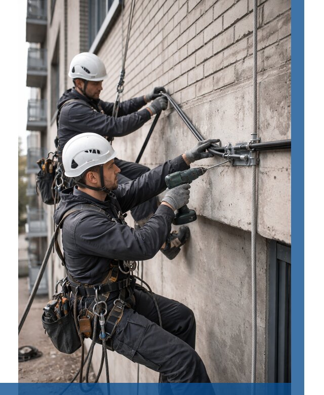 Крепление кабеля на фасаде в Кропоткине от 380 р. | ВЫСОТНИК-Крп