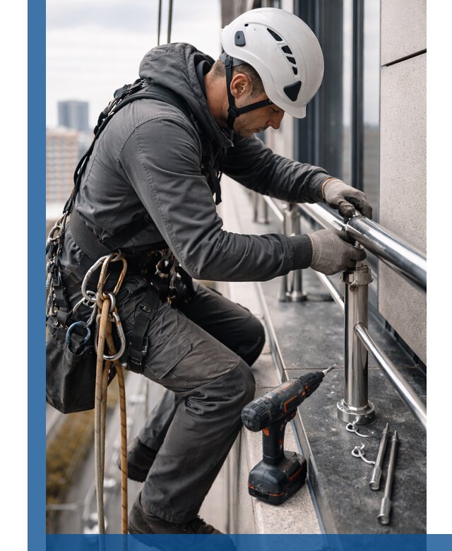 Монтаж ограждений на высоте в Кропоткине для зданий и конструкций