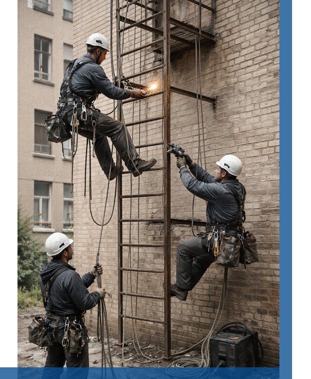 Ремонт пожарной лестницы в Кропоткине от 8144 р. | ВЫСОТНИК-Крп