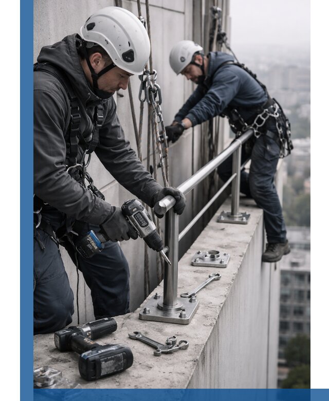 Монтаж перил на высоте в Кропоткине для жилых и промобъектов