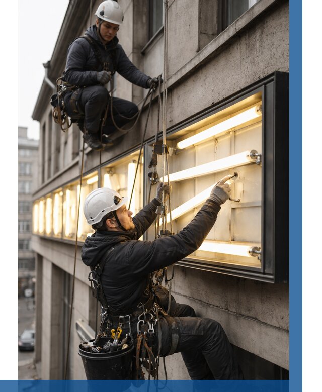 Замена ламп в вывеске в Кропоткине под ключ от 3801 р. | ВЫСОТНИК-Крп