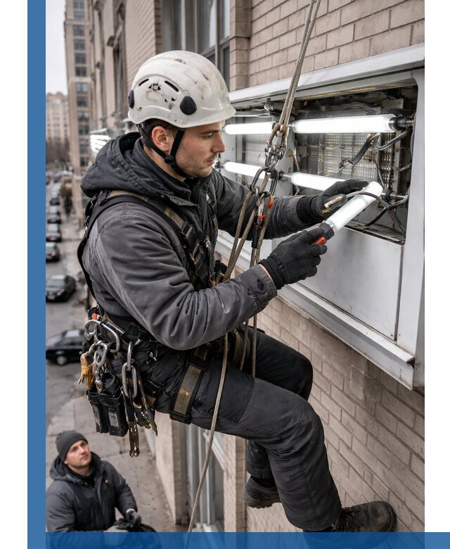 Профессиональная замена ламп в наружной вывеске в Кропоткине