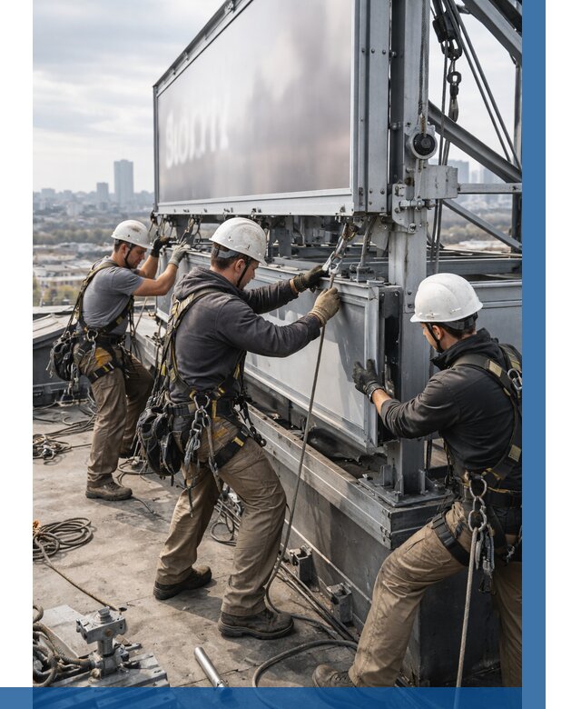 Монтаж крышной рекламной конструкции в Кропоткине от 65154 р.|ВЫСОТНИК-Крп