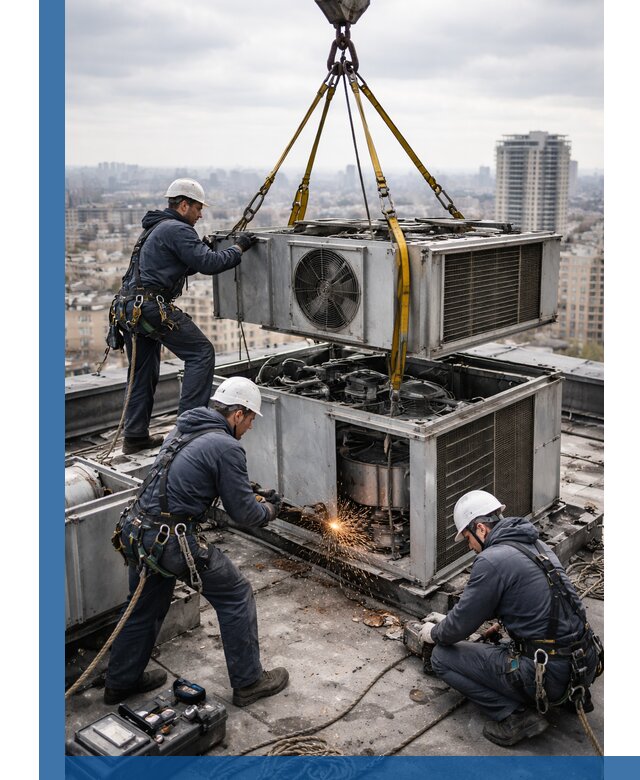 Демонтаж крышной установки в Кропоткине любой сложности