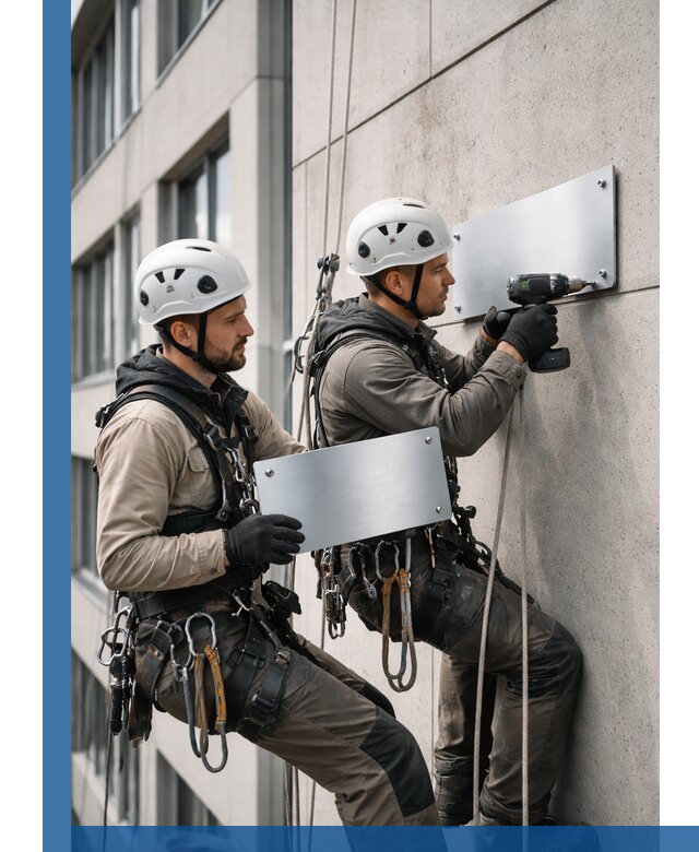 Монтаж табличек и указателей в Кропоткине для зданий и сооружений