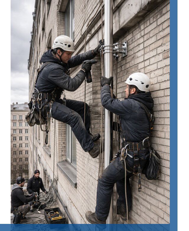 Монтаж флагштока на здании в Кропоткине от 7058 р. | ВЫСОТНИК-Крп