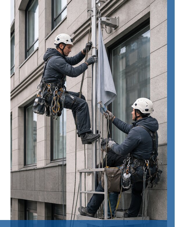 Установка флагов на фасаде в Кропоткине от 4887 р. | ВЫСОТНИК-Крп