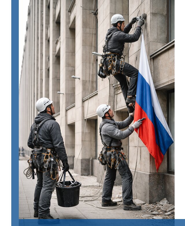 Профессиональная установка флагов на фасаде в Кропоткине