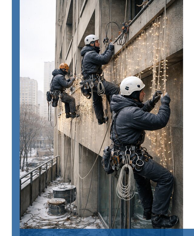 Монтаж новогодней иллюминации и украшение фасадов в Кропоткине