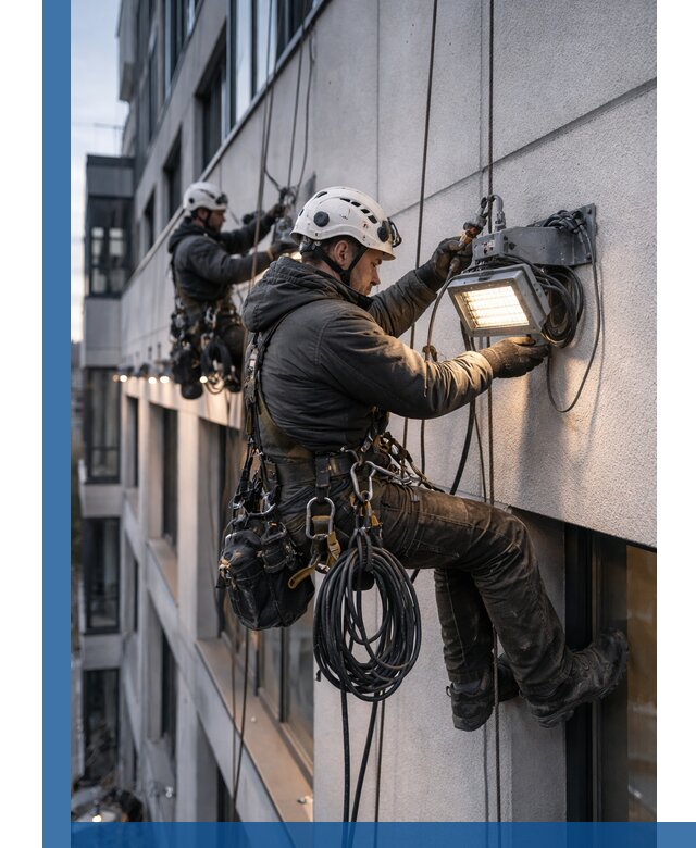 Монтаж фасадного освещения в Кропоткине установка и подключение