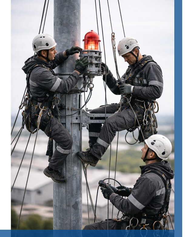 Монтаж заградительных огней в Кропоткине от 9230 р. | ВЫСОТНИК-Крп