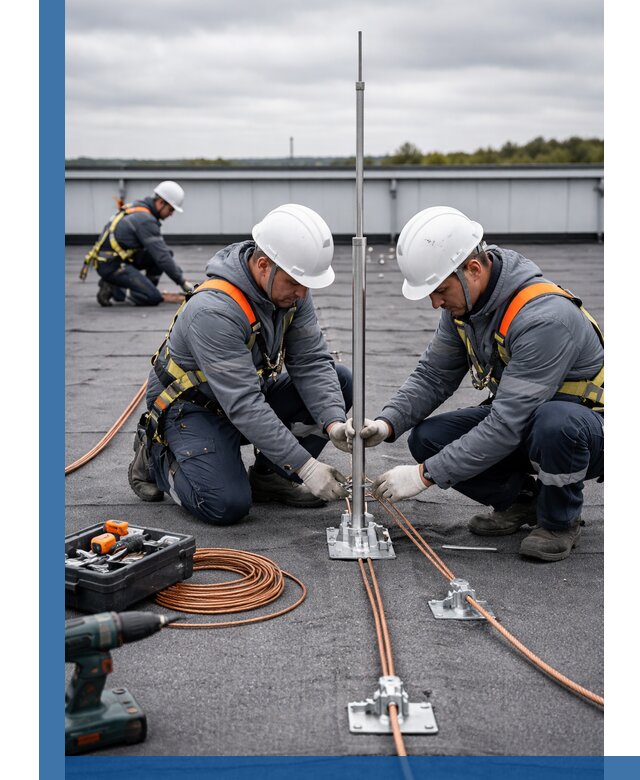 Монтаж молниезащиты на кровле в Кропоткине под ключ с гарантией