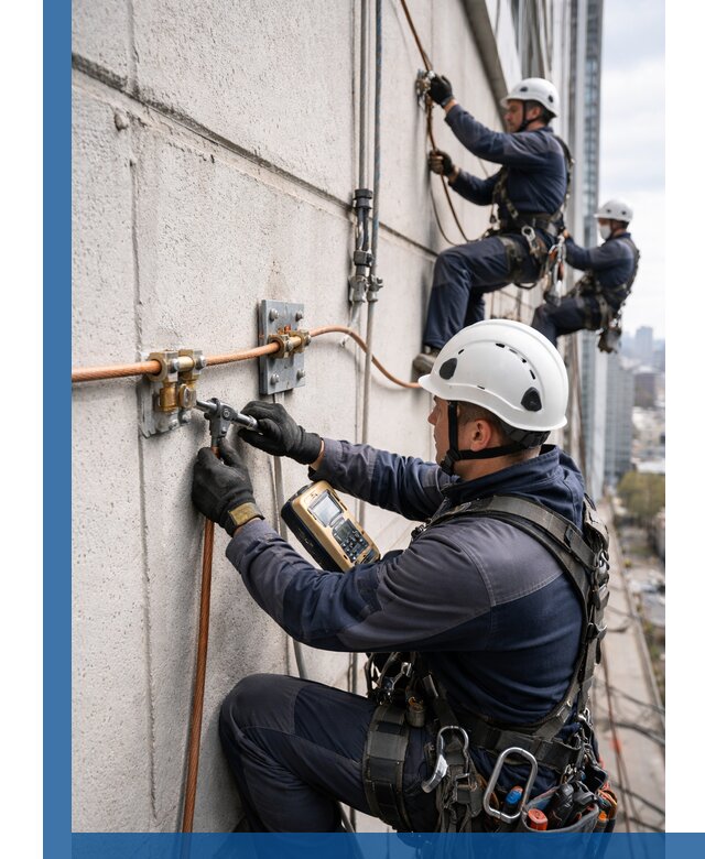 Монтаж системы заземления здания и молниезащиты в Кропоткине