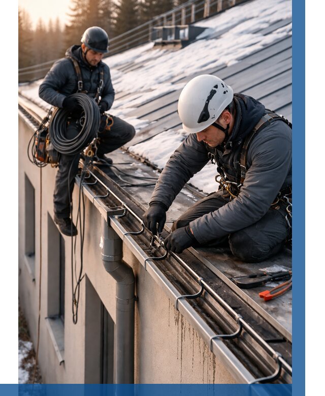 Монтаж греющего кабеля на кровле в Кропоткине от 489 р. | ВЫСОТНИК-Крп