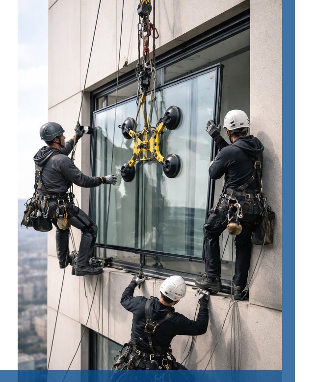 Монтаж стеклопакетов на высоте в Кропоткине от 3475 р. | ВЫСОТНИК-Крп