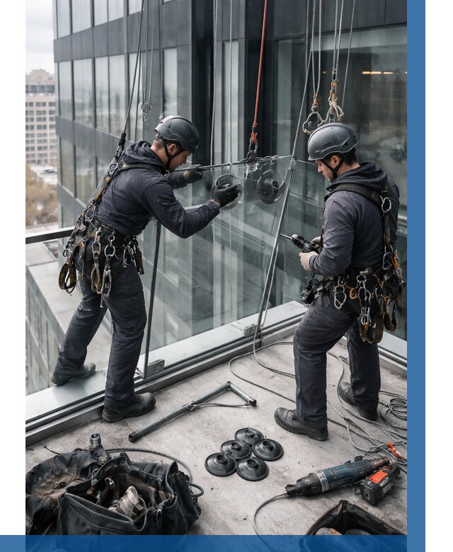 Монтаж стеклянных ограждений в Кропоткине от 2715 р. | ВЫСОТНИК-Крп