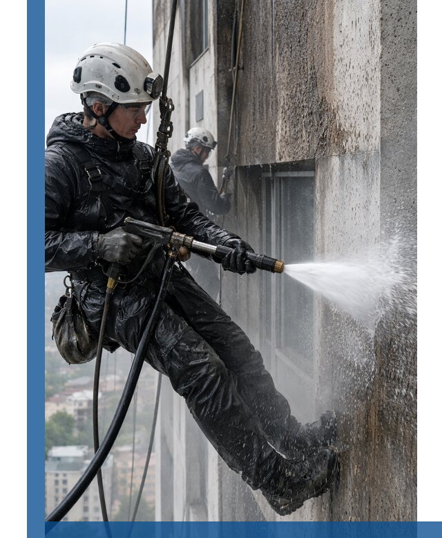Гидроструйная очистка фасадов и конструкций в Кропоткине