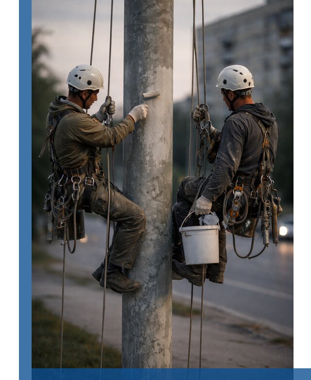 Покраска опор освещения и антикоррозийная защита в Кропоткине
