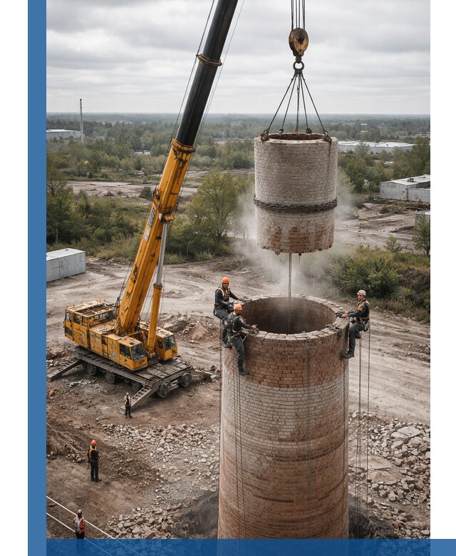 Демонтаж дымовой трубы в Кропоткине с гарантиями безопасности