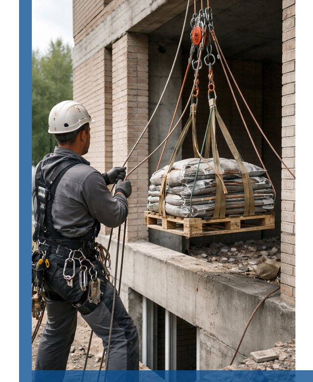 Подъем материалов на этаж веревками в Кропоткине оперативно