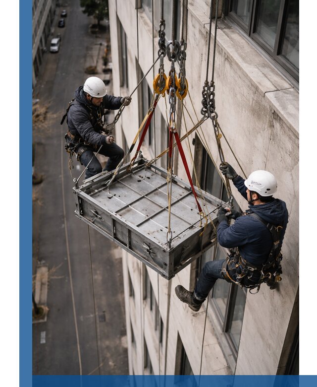 Спуск и подъем грузов по фасаду в Кропоткине для зданий