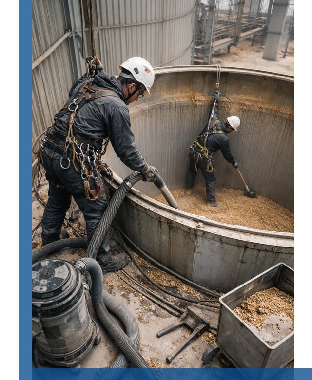 Профессиональная чистка зерновых бункеров в Кропоткине с выездом