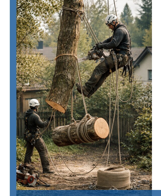Валка деревьев частями в Кропоткине, безопасно и аккуратно