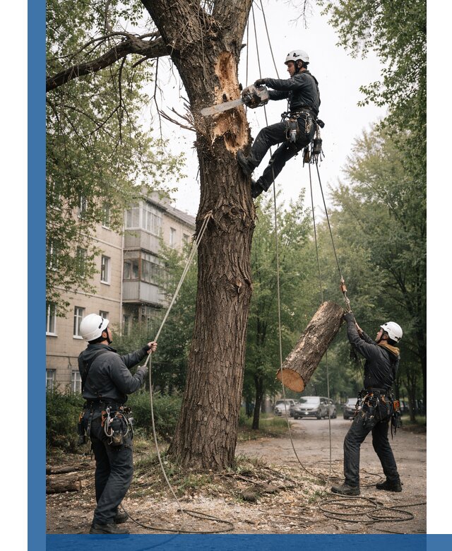 Срочное удаление аварийных деревьев в Кропоткине с гарантией безопасности