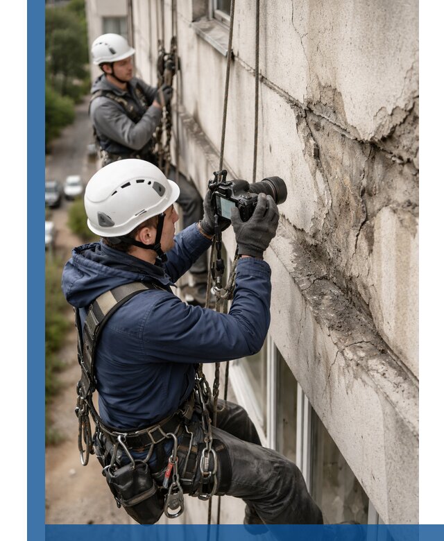Фотофиксация дефектов фасада с высотной съемкой в Кропоткине