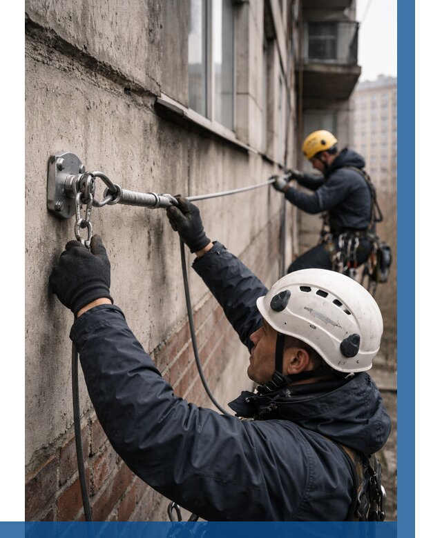 Монтаж анкерных линий в Кропоткине от 3258 р. | ВЫСОТНИК-Крп