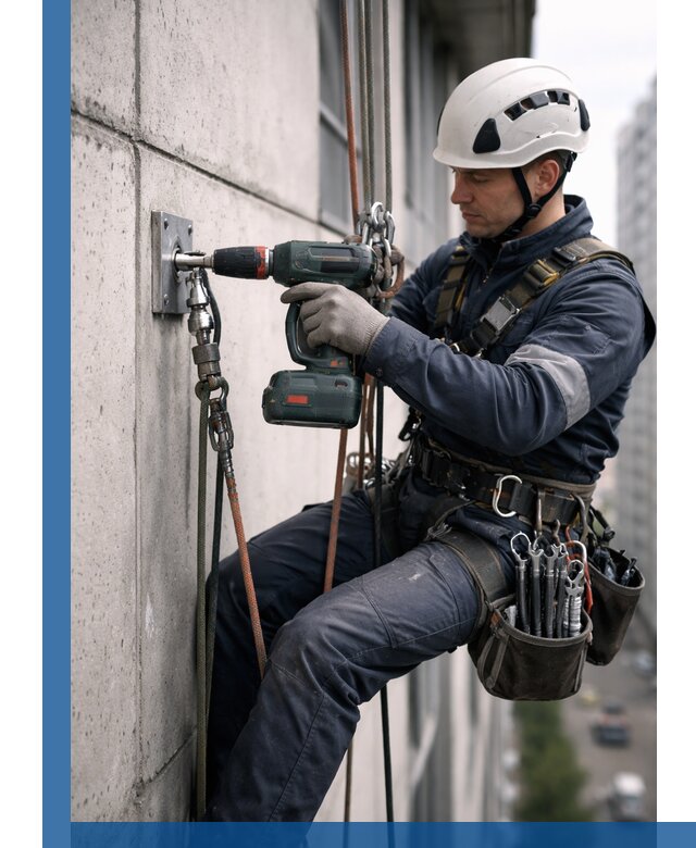 Установка анкерных точек для высотных работ в Кропоткине